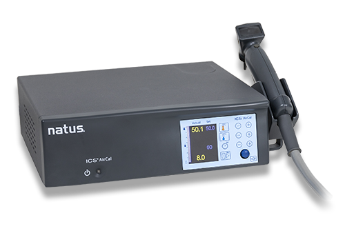 Natus Sensory ICS Aircal air caloric irrigation device with attached handpiece, used for vestibular testing and balance assessment.