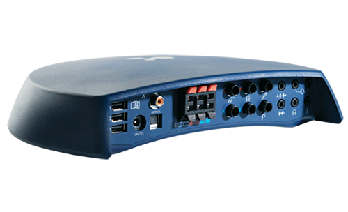 View of the Aurical Aud fitting audiometer showing multiple connectivity ports for hearing aid fitting and audiometric testing.