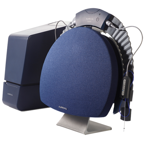 Aurical hearing aid fitting system with integrated modules for audiometry and real ear measurements.