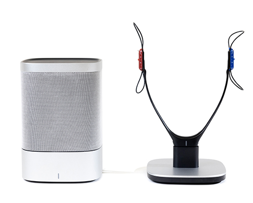 Otometrics Measure REM module with binaural fitting headset and free-field speaker, designed for accurate hearing aid verification and fitting.