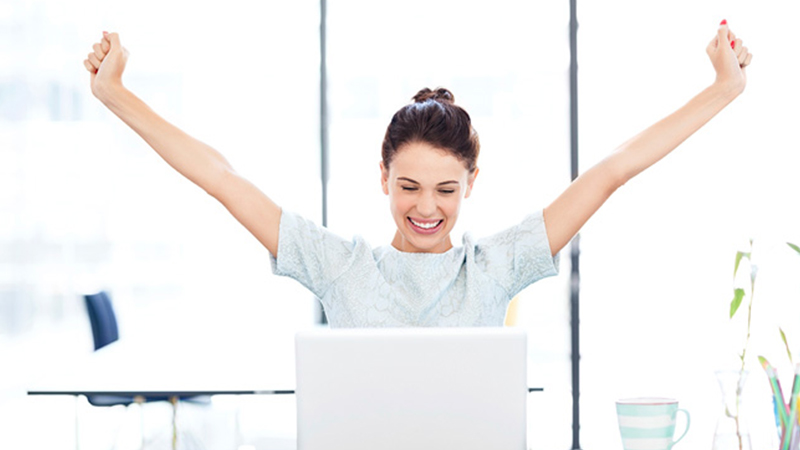 Happy user celebrating successful audiology data integration using Otobase software.