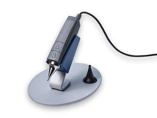 Aurical Otocam 300 video otoscope on stand for high-resolution ear imaging.