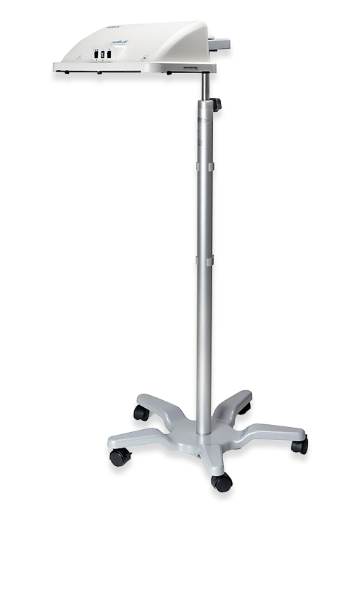 neoBLUE System overhead phototherapy unit for neonatal jaundice treatment using intensive blue LED phototherapy.